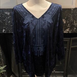 Andree Deep Blue Embroidered Blouse